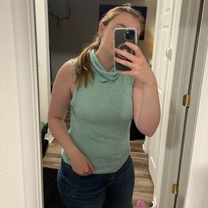 Turquoise Moa Moa tank top with loose turtle neck (large)